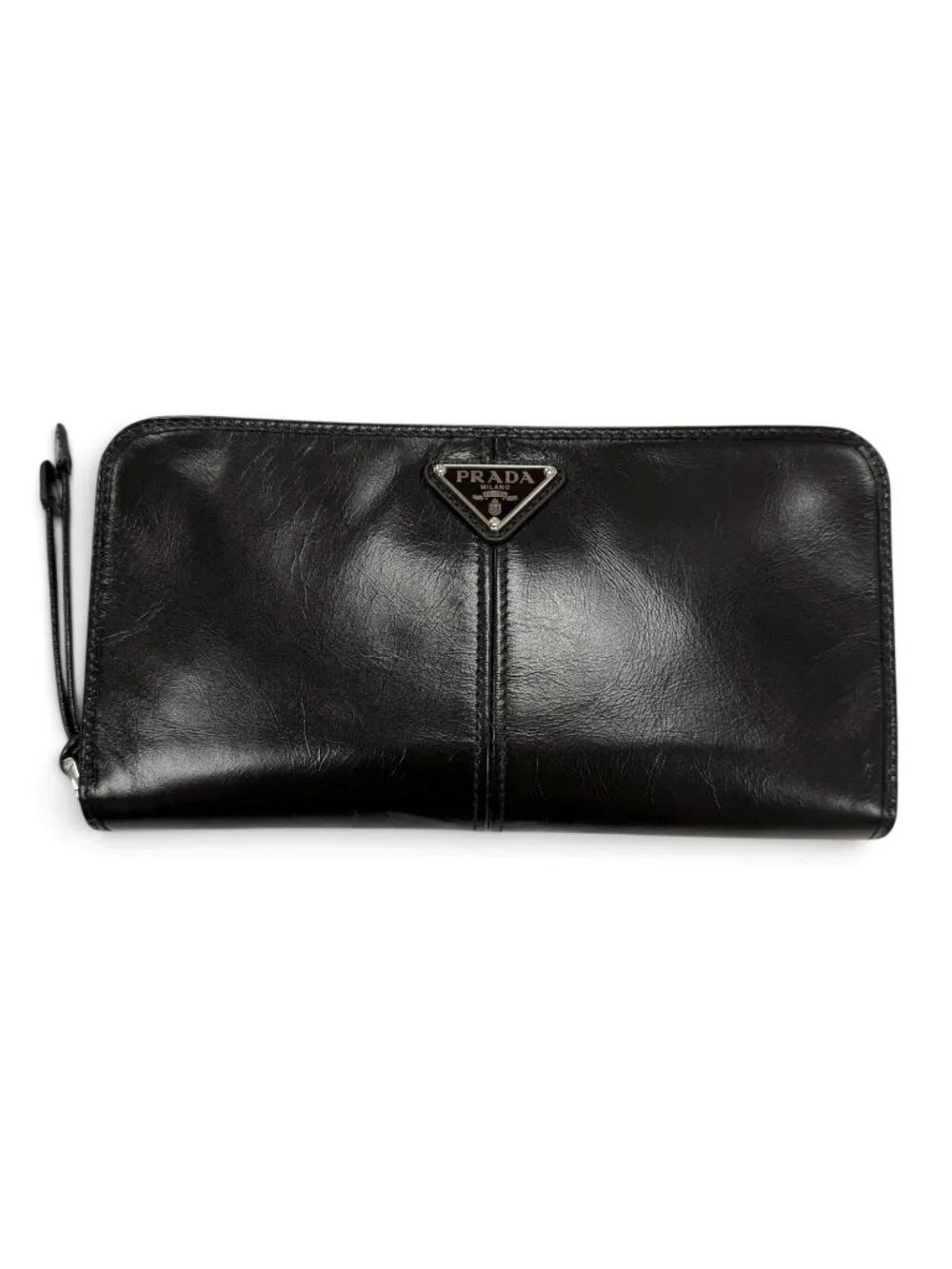 Prada Soft Look the Triangle Logo Zip Around Wallet